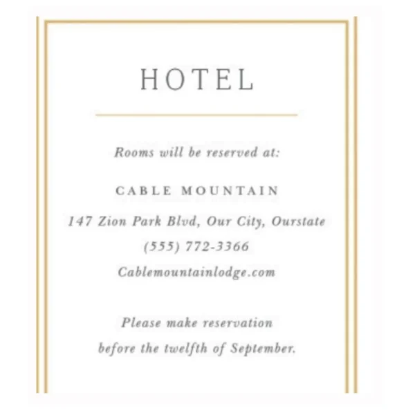 HOTEL INFORMATION CARD